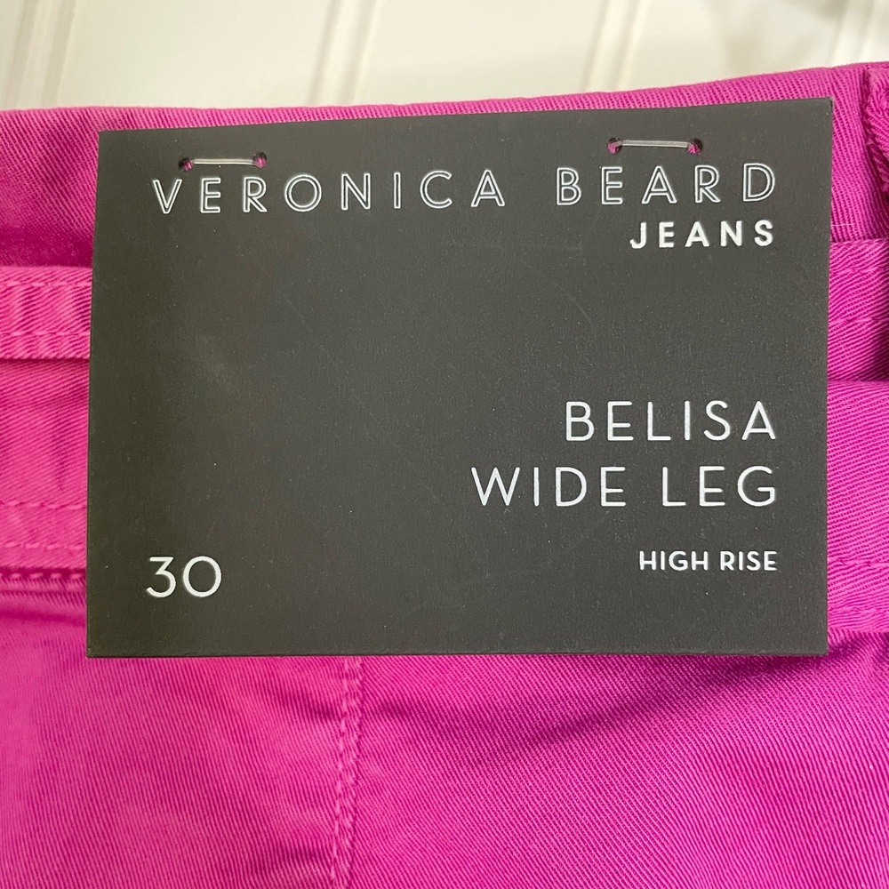 Veronica Beard Belisa Tie-Waist Wide-Leg Cargo Pant Bright Magenta Pink Size 30 - Picture 6 of 8